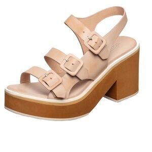 Antelope Beige and Brown Platform Sandals
